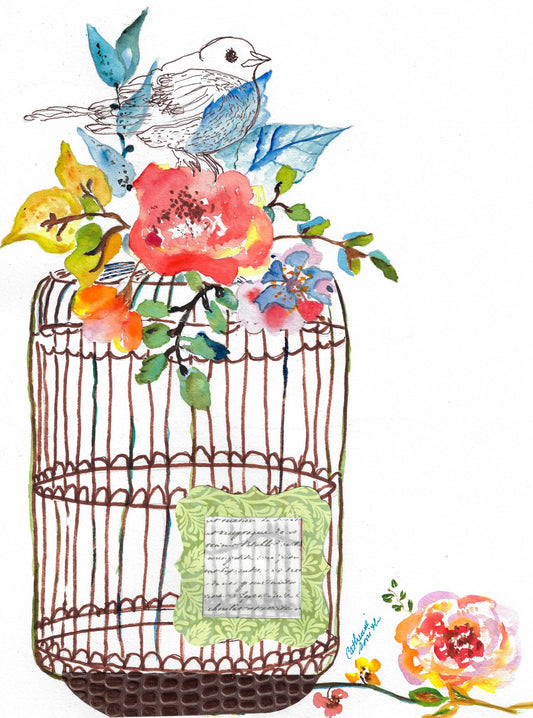 Southern Bird Studio - Bird on a Cage Boxed Note Cards Set