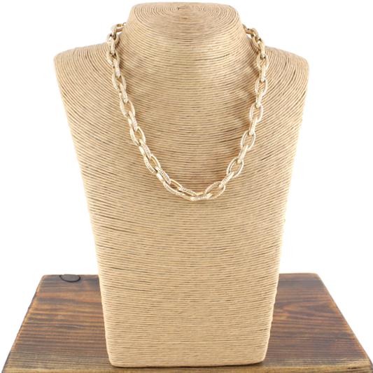 Pretty Persuasions - N23253 Textured Link Chain Necklace: 01 GD