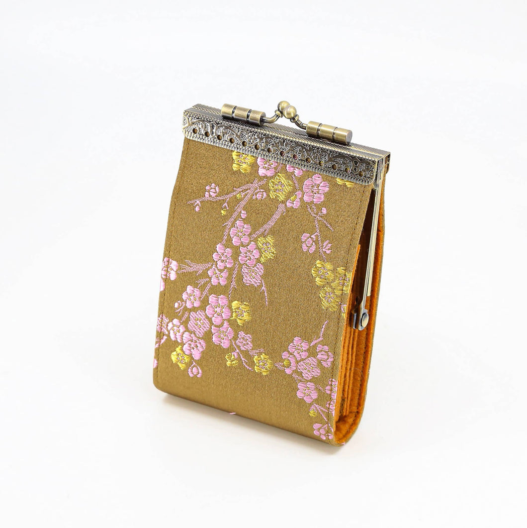 Cathayana - Antique Gold Cherry Blossom Brocade Card Holder