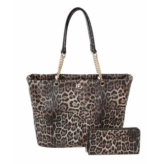 Handbag Factory Corp - Women Travel Tote Gold Chain Shoulder Hobo: BROWN