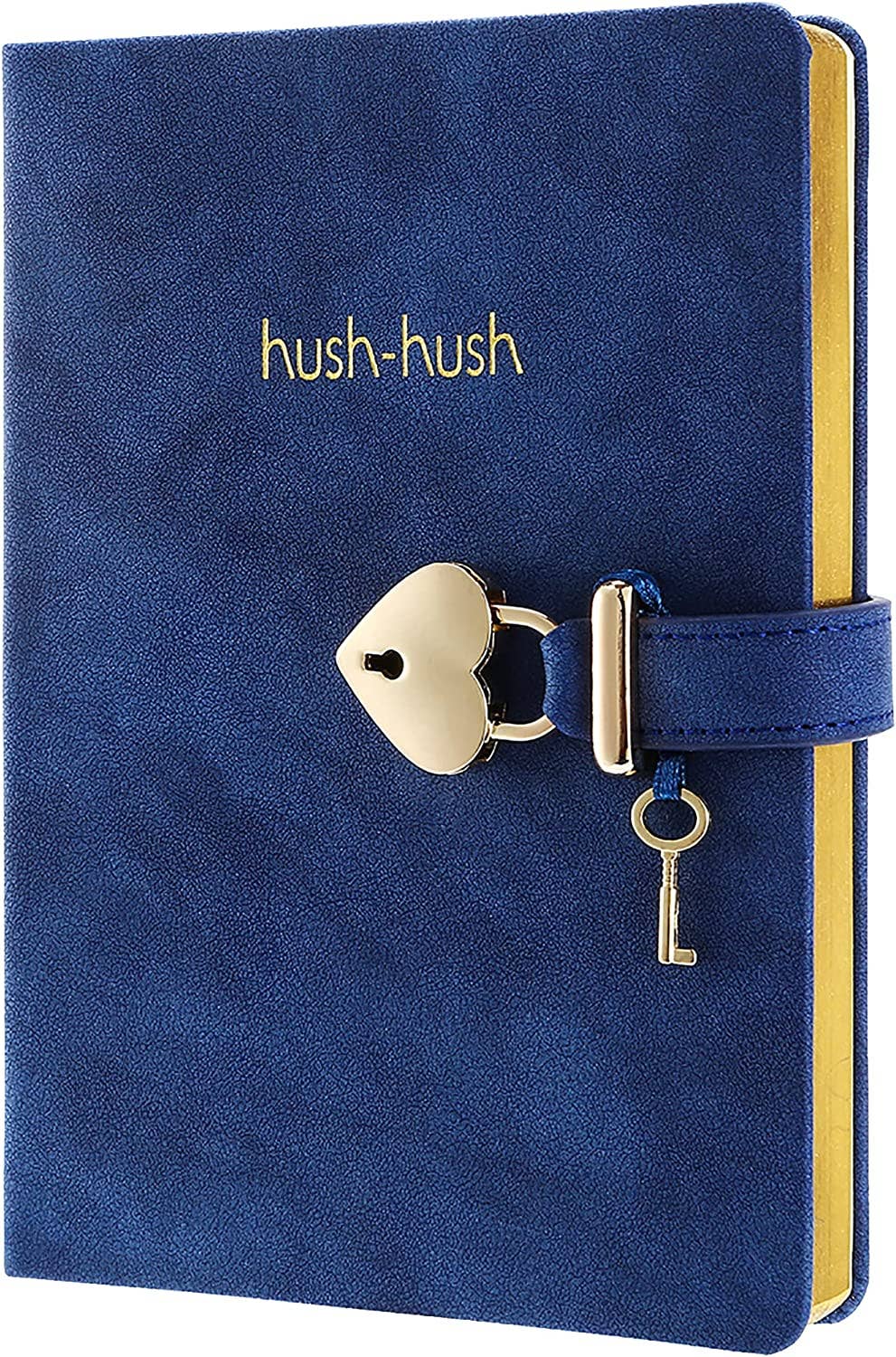 Heart Lock Diary for Girls with Key, Vegan Cover (Blue)