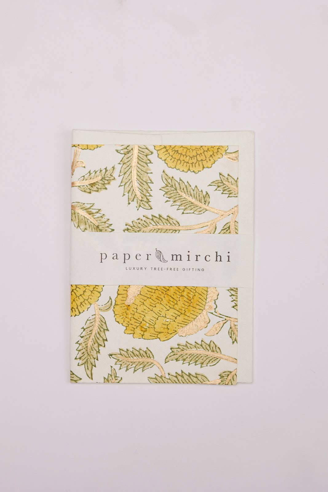 Paper Mirchi - Hand Block Printed Greeting Card - Marigold Glitz Sunshine