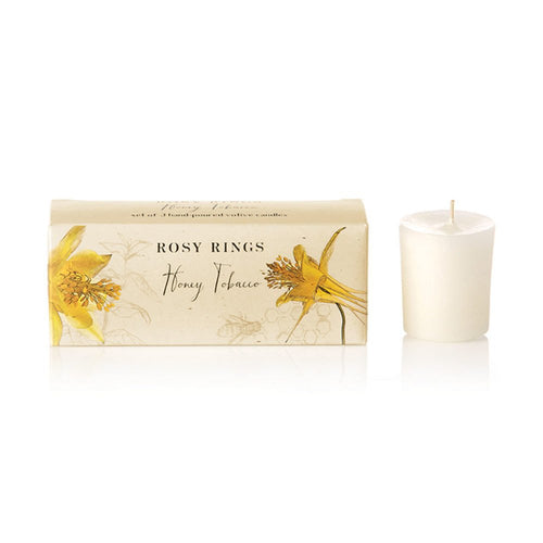 Rosy Rings Honey Tobacco Votive Candle (Box of 3)