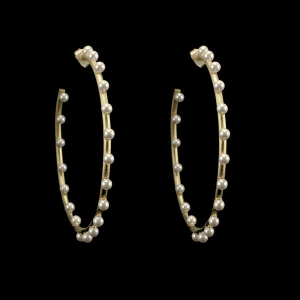 Gold Hoop and Pearl Earring